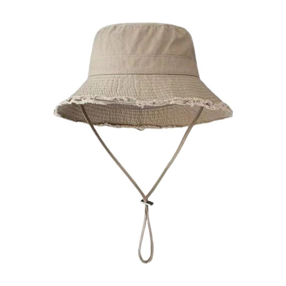 Fashionable Hyun-Ah Style Bucket Hat Sun Resistant Fringed Summer Sunshade Hat Adjustable Large-Brimmed Hiking Hat Four Seasons