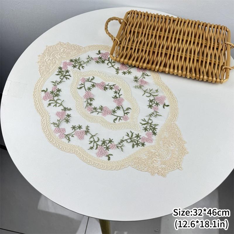 Ins Lace Table Cloth Decoration Tablecloth Embroidery Cup Pad Coaster Aesthetic Lace Cloth Tabletop Decoration Home Decor