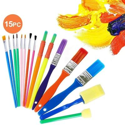 15pcs DIY Children Paint Sponge EVA Roller Painting Brushes Set School Stationary Children's Art Supplies Watercolor Brush
