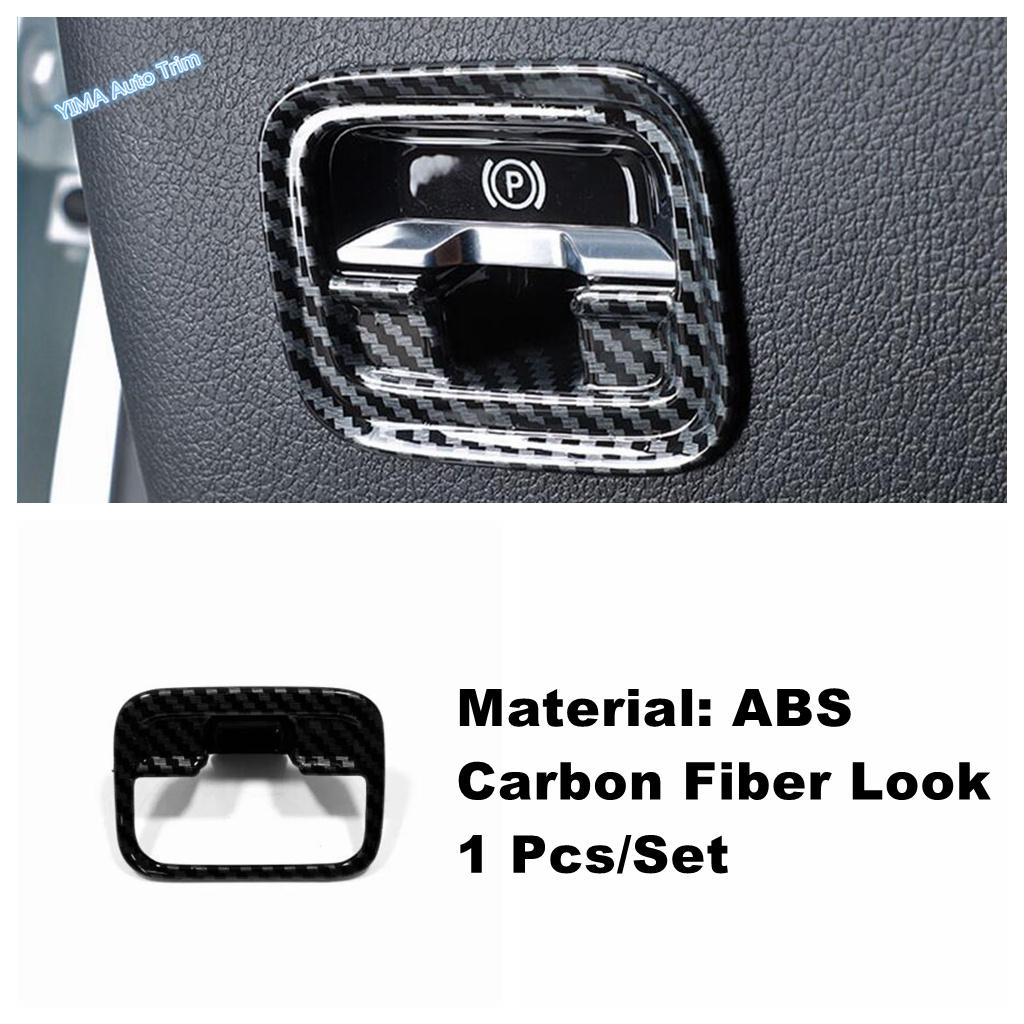Carbon Fiber Hand Brake Button / Gear Shift / Water Cup Cover Trim For Mercedes Benz E-Class W214 E300 2024 2025 ABS Accessories