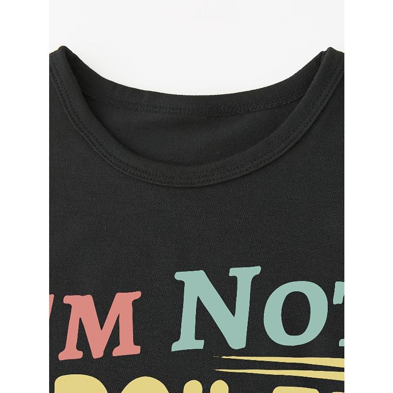 European size Boys' Pullover Round Neck Letter Print Cool Versatile T-Shirt