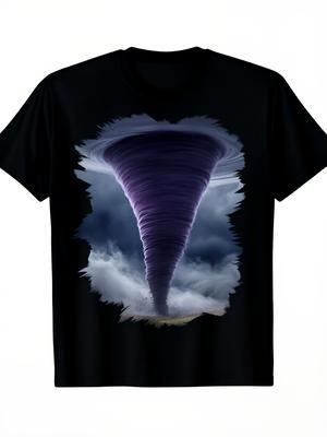 Men's Tornado Theme Printed TshirtBlack Short Sleeves with Tornado and Storm Cloud Pattern Tornado C
