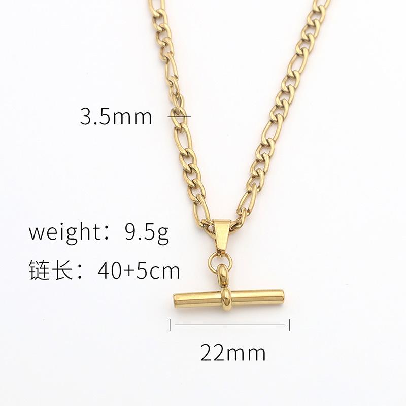 Hip-Hop 18K Gold Nischen Anhänger Schmuck Damen Persönlichkeit Trend Titanstahl T-förmiger Anhänger Halskette