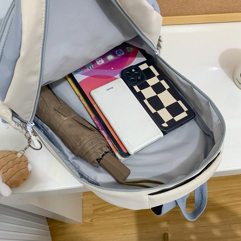 College Student Schoolbag Creative New Female Student Fashion Backpack Contrasting Color Simple Large Capacity Lightweight Backpack