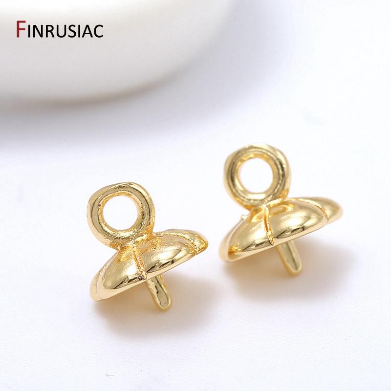 14k Gold Plated Brass Metal Pearl Pendant Mounting Bails DIY Jewelry Accessories 10 Pieces