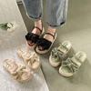 Fairy wind two wear student sandals female summer new wide fat feet non-slip flat bottom casual wear soft bottom half slippers