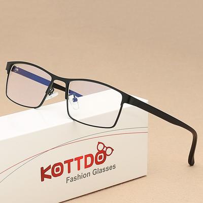 KOTTDO Vintage čtvercové obroučky dioptrických brýlí Kov Muži Móda Klasický Business Čirý průhledný rám Brýle okulos