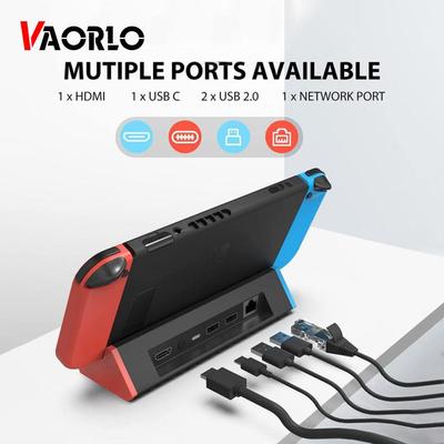 VAORLO For Nintendo Switch / Switch OLED, TV Docking Station Replacement With 4K HDMI Adapter/Type C Port/USB Port Gaming Accessories
