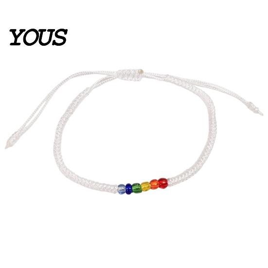 Minimalist Rope Bracelet Rainbow Beads for Men Women, Handmade Cute Small Gift Friends Braided String Bracelet, Adjustable Woven Wristband Boho