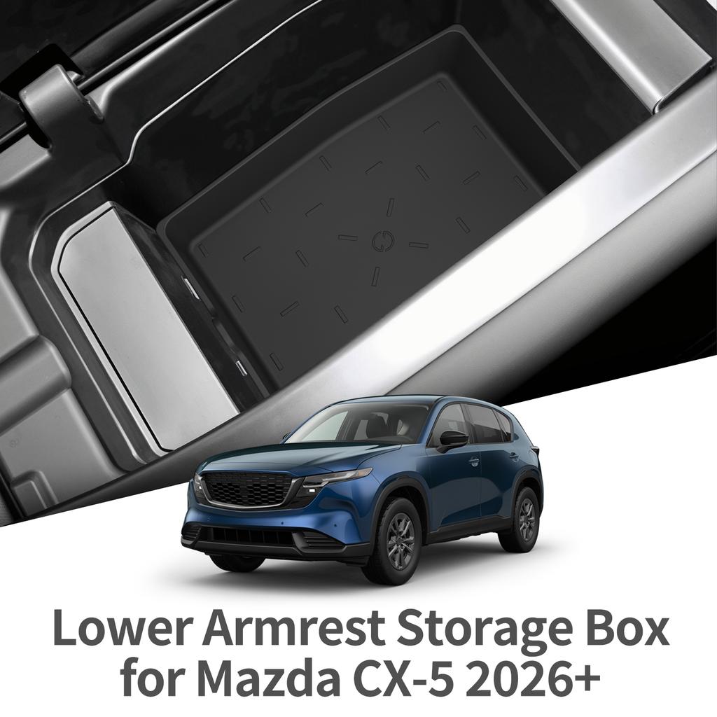 for Mazda CX-5 CX5 2026 Car Center Armrest Lower Storage Box TPE Tray Organizers Accessories Tidying Black