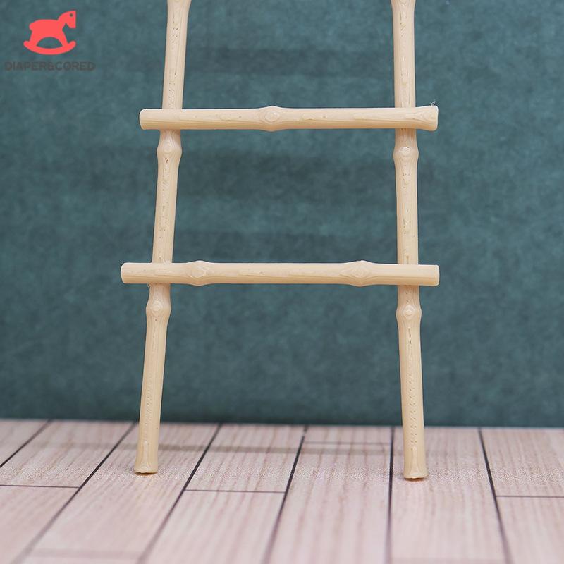 1:12 Scale Dollhouse Simulated Bamboo Ladder Model Micro Landscape Small Ornament Diy Home Decoration Accessories