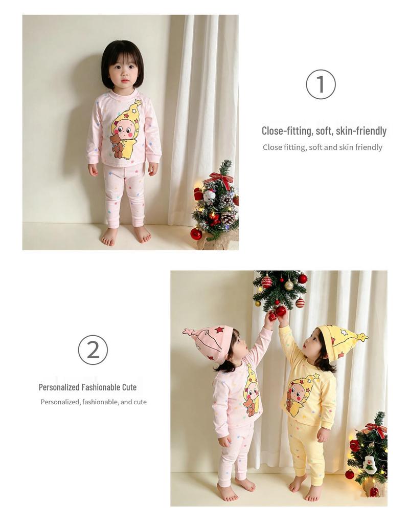 Children's Four Seasons Warm Pajama Set: Boys & Girls Two-Piece Autumn Sleepwear