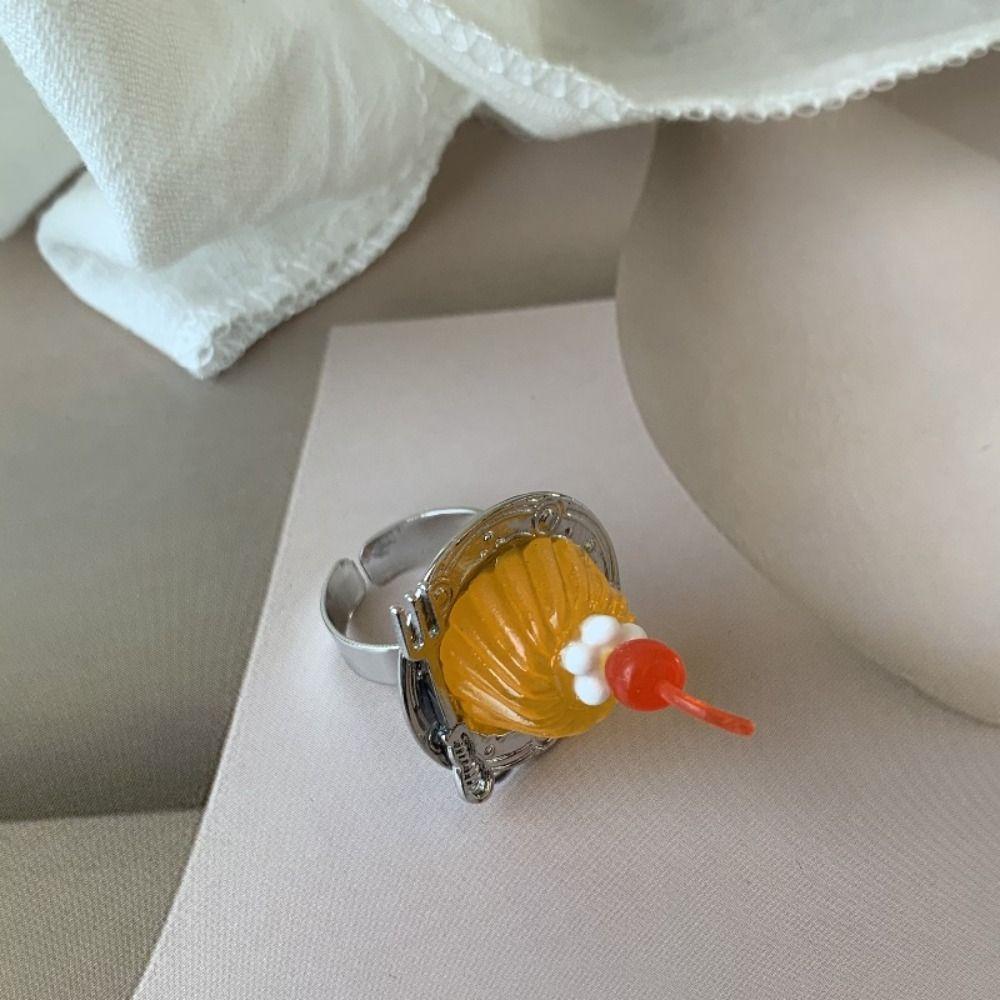 Spoon Mousse Cake Rings Open Jelly Finger Ring Fashion Adjustable Dessert Ring  Couples