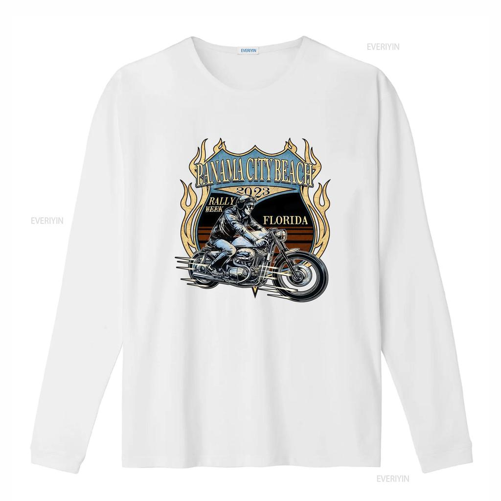 Vintage Retro Biker Panama City Beach Rally Week Motorcycle Rider Flame Print Casual T Shirt vintage Washed graphic Soft