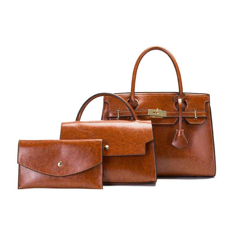 Mother and Child Bag New Retro Crocodile Pattern Three-piece Set Mother and Child Bag Large Capacity Shoulder Messenger Bag