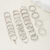 30 PCS Silver Color Geometric Ring Set For Women Vintage Heart Eye Cross Sun And Moon Leaf Charm Finger Ring Female Boho Jewelry