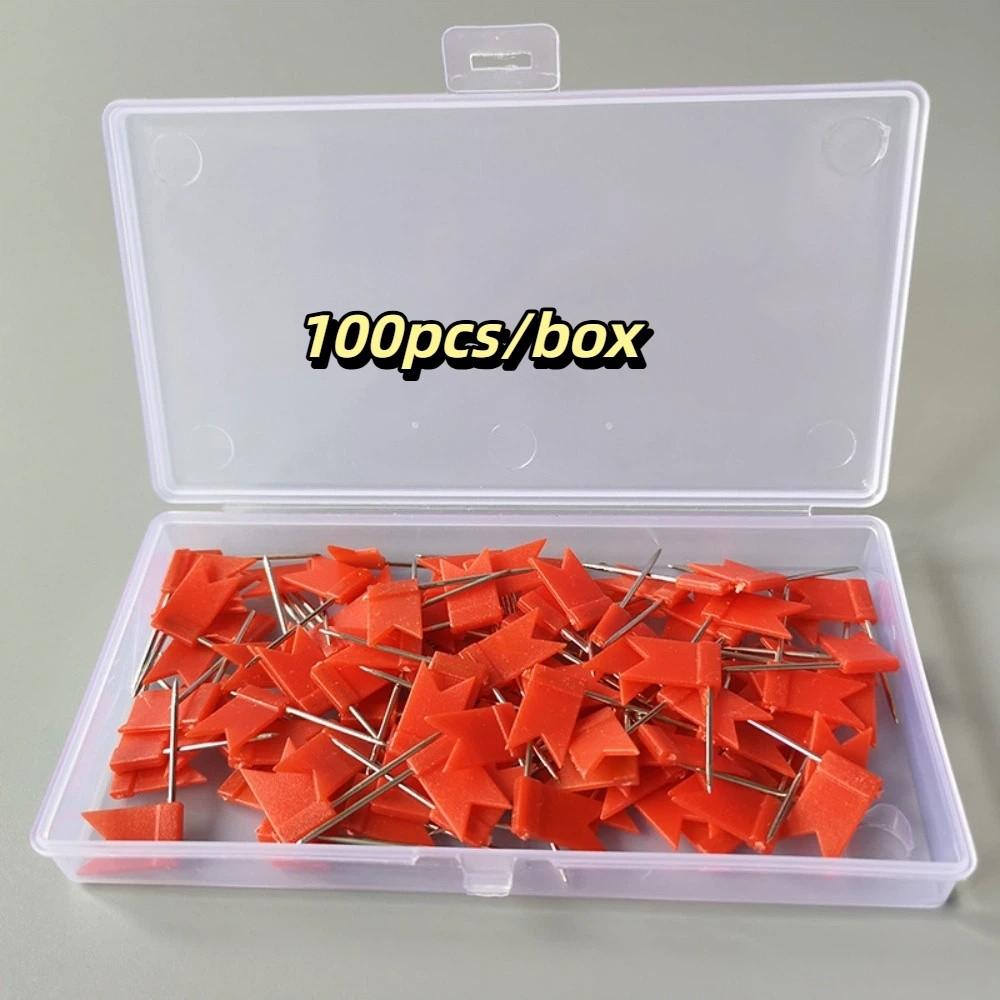 100pcs/box Bright Colors Colored Push Pins Easy Insert Reliable Material Drawing Tacks 100 Pieces Box Stable Fixing