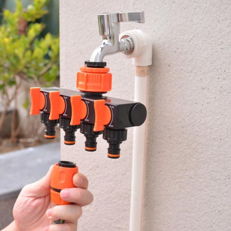 Garden Hose Pipe Splitter 4-Way Faucet Diverter Tap Hose Connector Splitter Four Independent Switches For Home Lawn Irrigation