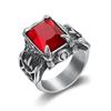 Classic Dragon Claw Blue/Black/Green/Red Zircon Big Stone Ring Men Stainless Steel Nordic Axe Viking Rings Punk Biker Jewelry
