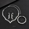 Conjunto de Joyería Nupcial 2024: Collar, Pendientes y Pulsera de Pedrería con Diseño de Cadena de Garra