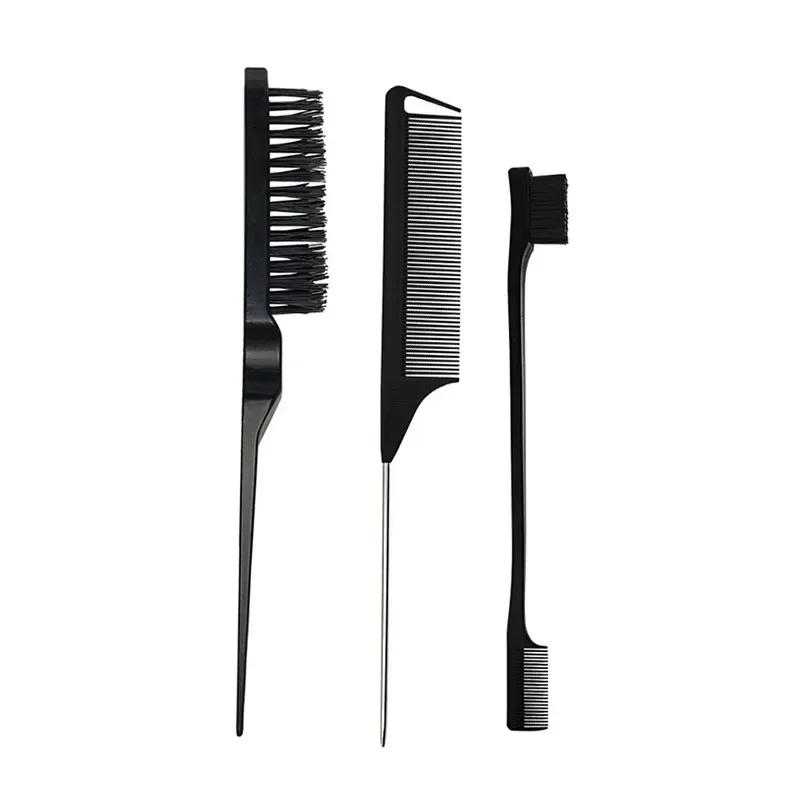 3Pcs/set Hair Coloring Brushes Combs  Pointed Tail Hairdressing Comb Double Comb Three Rows of Styling Brush Eyebrow Brush Tools