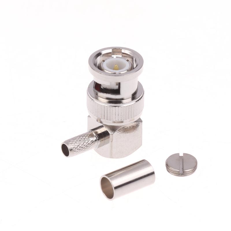 90 Degree BNC Male Right Angle RF Connector Crimp 50ohm RF Connector Adapter For RG58 RG142 RG400 RG223 LMR195 Coaxial Cable