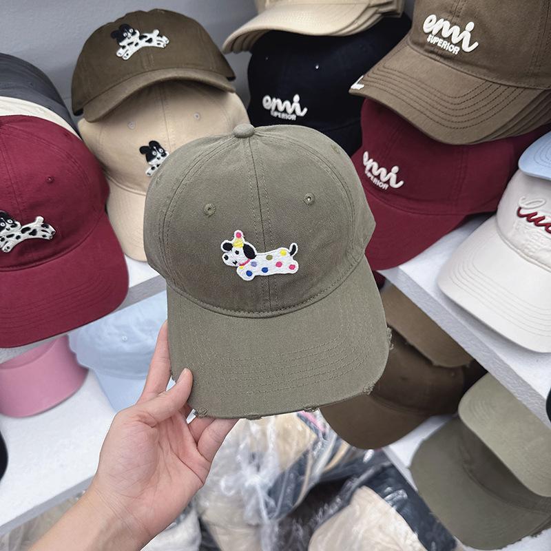 New Korean Cartoon Puppy Baseball Cap for Women Soft Top Couple Student Sun Protection Baseball Cap