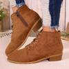Foreign Trade Autumn New Thick Heel Short Martin Boots Women's British Style Large Size Lace-up Thick Heel Short Boots