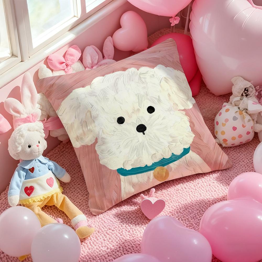 Art Optimization Dog Cushion Cover Pattern Printed Pillowcase for Living Room Sofa Cushion Cover & Bedroom Decor