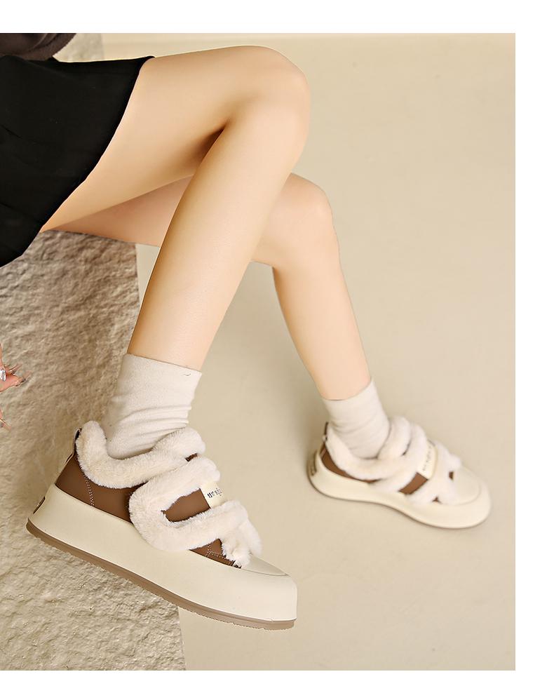 Women's Cotton Shoes Winter 2024: Soft-Sole Plus Velvet White Sneakers with Magic Stickers, Size 34.