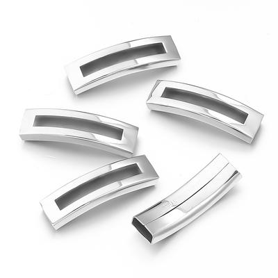 5 Stück Edelstahl Schieber Gebogene Röhrenperlen Flache Lederkordel Abstandshalter Röhrenperlen Für DIY Schmuckherstellung Armband Zubehör