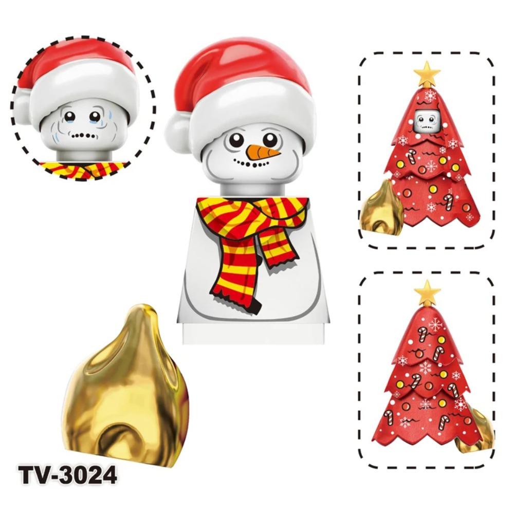 Winter City View Merry Christmas Decoration Flower Wreath Building Blocks House Home Santa Claus Figures Snow Window Bricks Toys