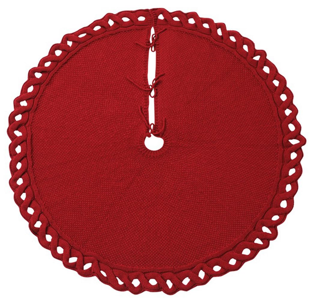 

Вязаная юбка для елки, основание елки, Рождество, Рождественский фестиваль, Юбка, Фартук, Диаметр 48 /122см, Круглая, Украшение, Мероприятие, (красный)