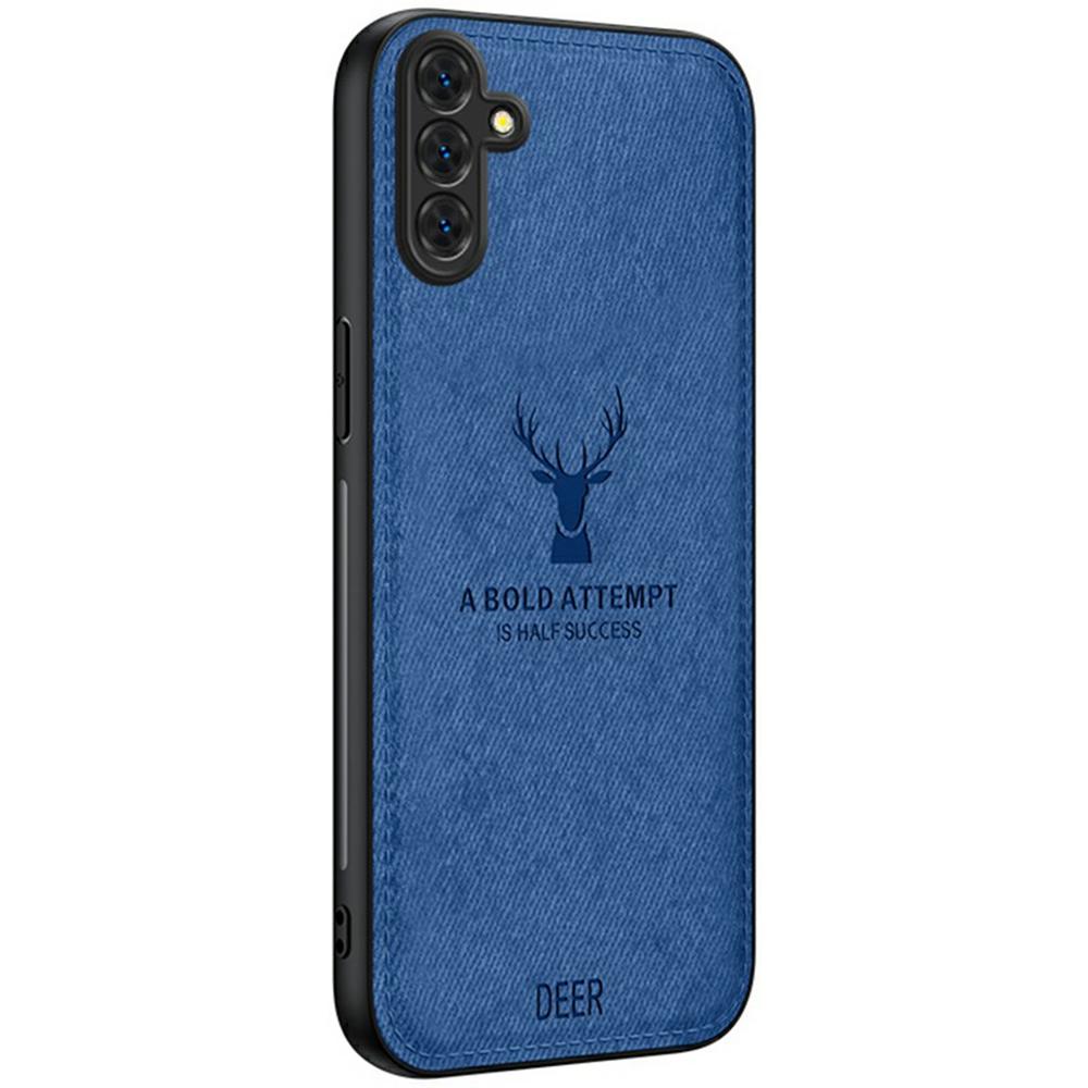 

For Samsung Galaxy A26 5G Case Deer Pattern Cloth Texture PU Leather Hybrid Phone Cover Blue