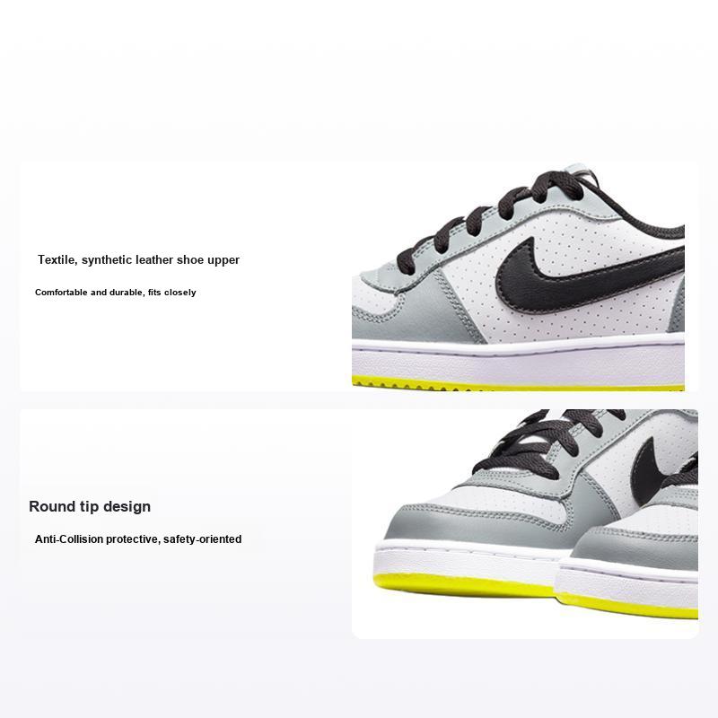 Nike Court Borough Low GS Wolfsgrau Schwarz Kinder Sneaker Weiß 839985-104