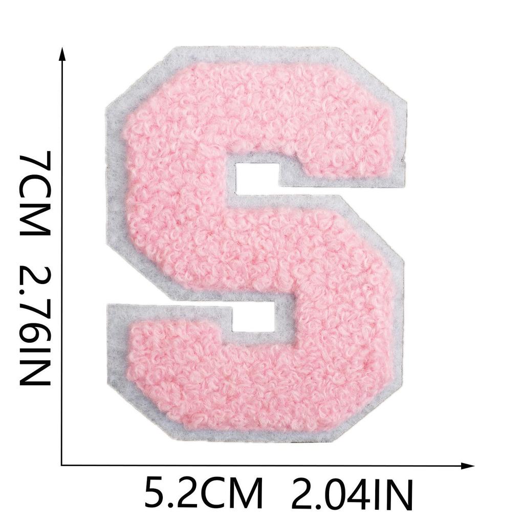 Roaring Sky A-Z Pink Chenille Embroidery Patch: 7cm Iron-on Sticker for Bags
