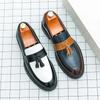 Luxury Brand European Style Men's Casual  Leather  Black Slip-on Wedding Party Flat Tassel Loafer Business Affairs Oxford Shoes