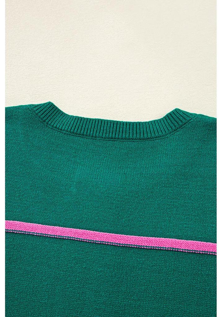Women's 2025 Winter V-Neck Striped Loose Sweater - European & American Style, Long Sleeve Pullover Top
