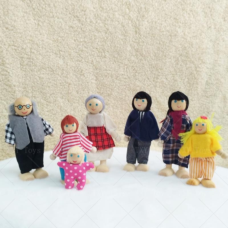 Plaid Handmade Fabric & Wood Grid Doll Figurines – Cute Mini Ornaments for Playhouse Decor