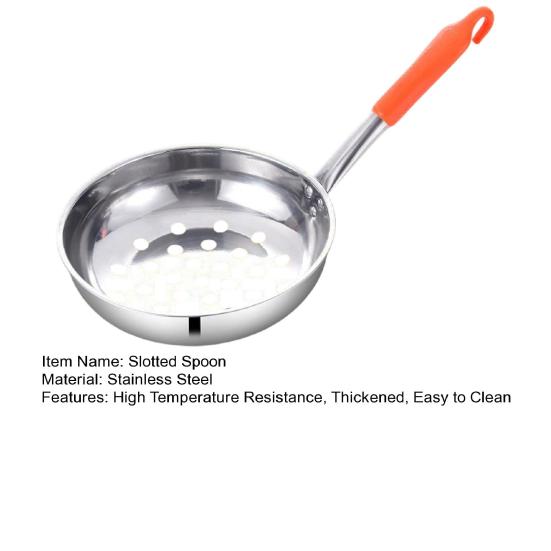 Stainless Steel Large Hole Colander with Long Handle Pasta Vegetable Strainer for Gnocchi Noodles Dumplings Rust-Proof Dishwasher Safe Multi-Purpose