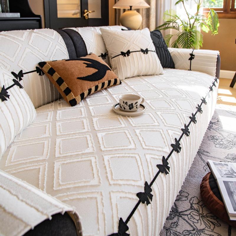 

Sofa Cushion Anti Slip All Season Universal Nordic Simple Straight Row Light Luxury Style Cushion Premium Sofa Cover 70x70cm білий