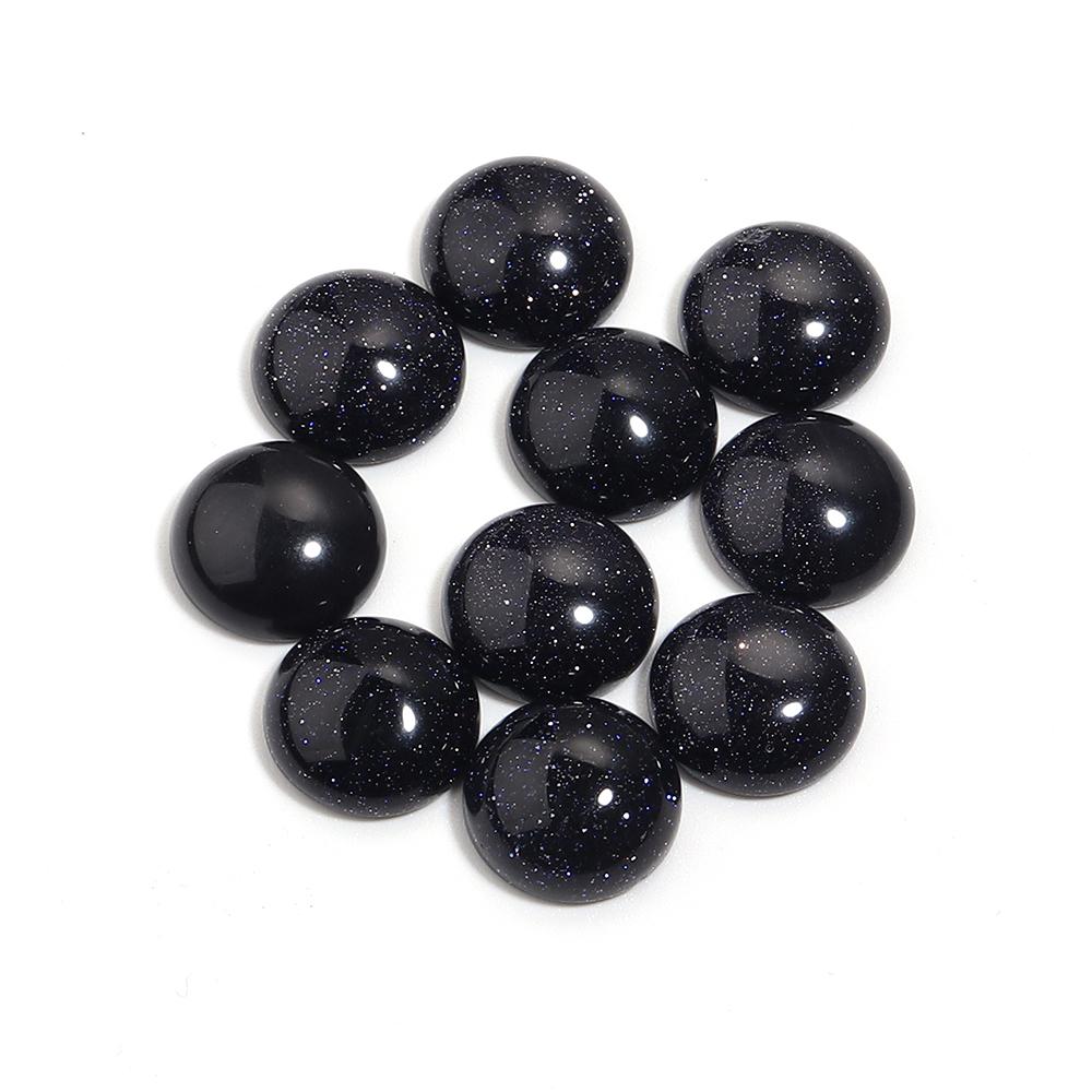 5-10 Stück Naturstein Cabochon Schwarzer Sandstein Rund Flachboden Cabochon Perlen Zur Schmuckherstellung DIY Ring Anhänger Zubehör