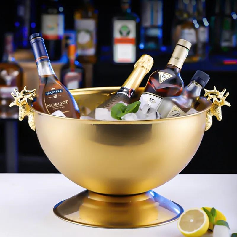 Edelstahl Champagner Eis Eimer, KTV Bar Party Eis Wein Becken, Wohnzimmer Dekoration, Kreatives Zuhause, Hotel und Restaurant