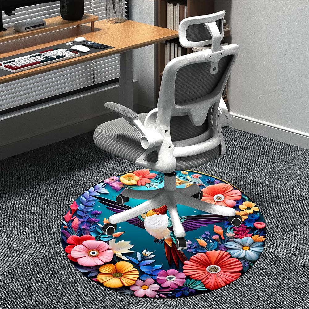 

1pc Hummingbird Floral Pattern Chair Carpet for Office, Soft Comfortable Mat For Office, Living Room, Bedroom, Machine Washable Carpet yy251112190 80cm by 80cm