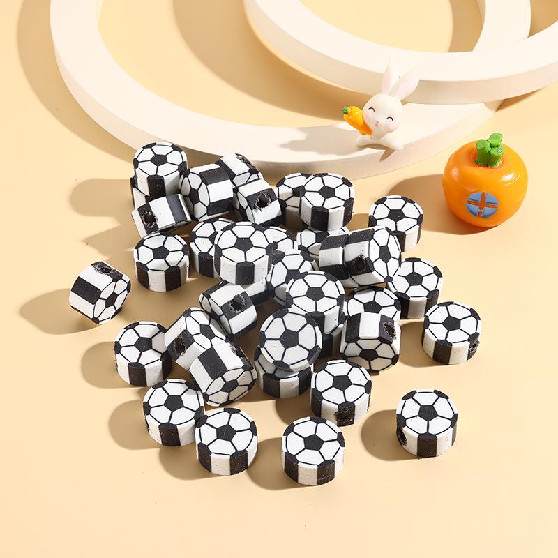 Cartoon Football Eraser Set - Student Reward Single Football Hole Punch Eraser чёрный/белый