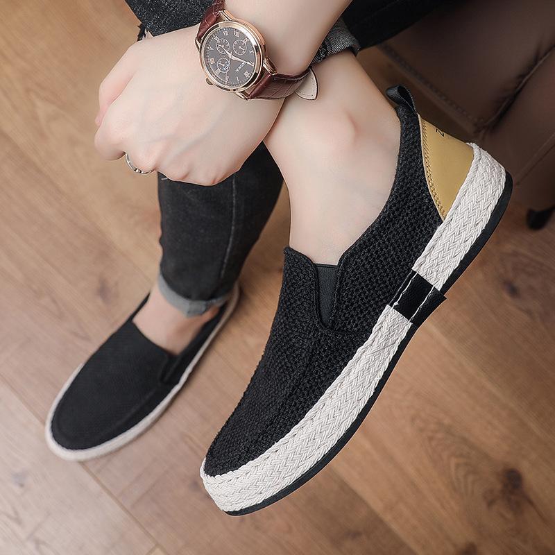 Men's casual shoes men's summer breathable low-top linen handmade one-pedal foot cover old Beijing cloth shoes men's shoes