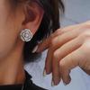 Graceful Flower Stud Earrings Women Engagement Accessories with Brilliant Zirconia Aesthetic Silver Color Wedding Jewelry