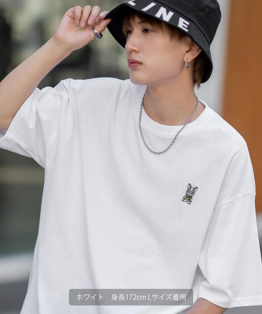 IMPROMES Casual SIDEWAYSTANCE Embroidered Downer Bulldog Short Sleeve T-Shirt, Men's, White