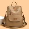 Lightweight Nylon Convertible Backpack with Front Flap Pocket Contrast Trim Dual Zipper Casual Daypack for Women Daily Travel