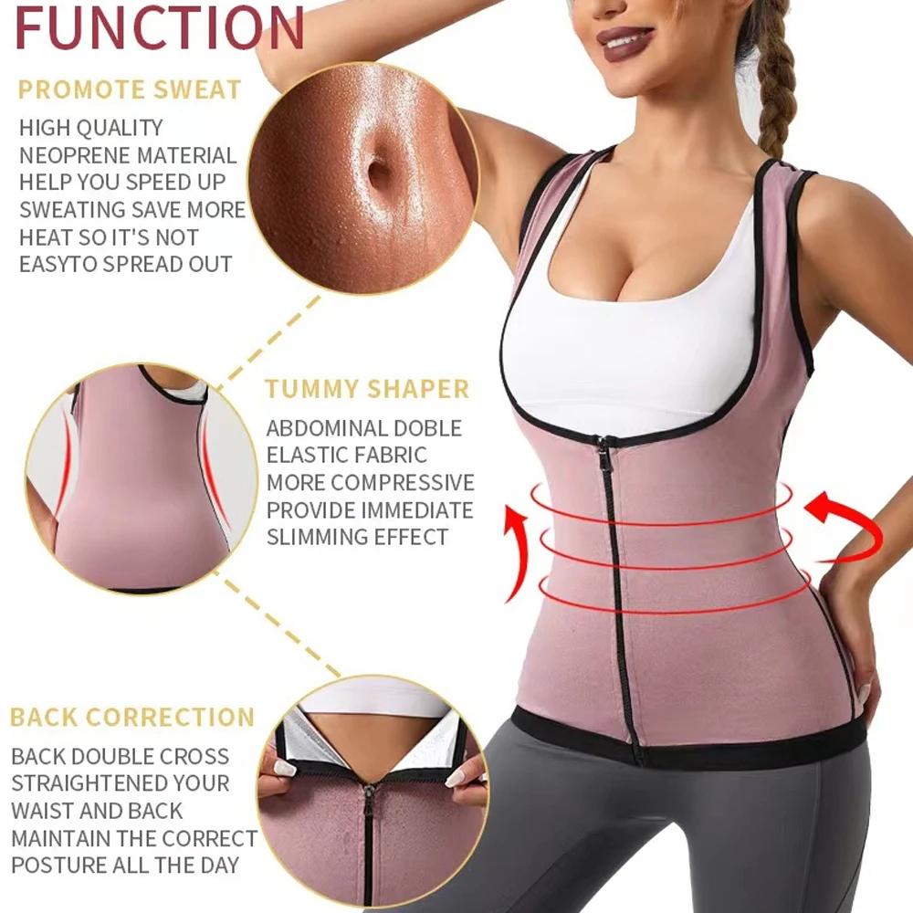 Women Professional Slimming Suit Shirt Weight Loss Sweat Body Shaper Fitness Zipper Workout Waist Trainer Support